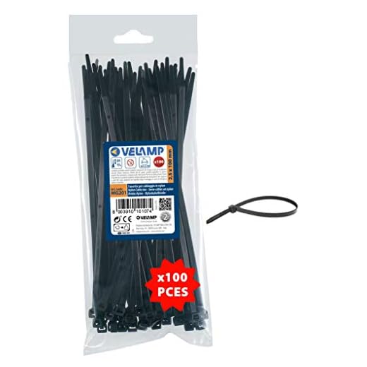 Velamp Mg201 Kit De 100 Bridas Abrazadera Para Cables De 2.5 X 100 Mm, Nylon 6.6, Hiperresistente, Negro