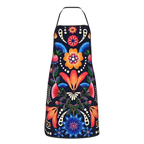 Qurdtt Mexican Floral Apron Home Kitchen Cooking Baking Gardening Cleaning For Women & Men With Pockets, Adult Gifts #TOP1
