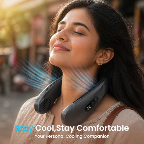 Image of Neck Fan with Cooling Plate, Neck Fan Rechargeable Neck Air Conditioner, Neck Cooler Fan for Summer, Kitchen Women, Travel Outdoor Mother & Father DayGifts