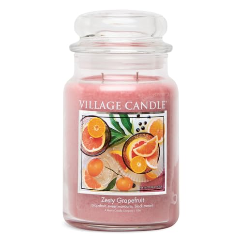 Village Candle Zesty Pamplemousse Bougie parfumée dans un pot en verre de qualité supérieure, 602,4 g