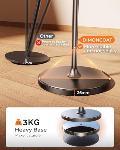 Image of DIMONCOAT [Height-Adjustable & 360 Rotation Tablet Floor Stand Stable Base | Aluminum Alloy iPad Stand Floor Holder for iPad Mini Air Pro 12.9 /9.7, Monitor, Kindle, iPhone 16, Cell Phones (4.7 inch-15.6 inch)