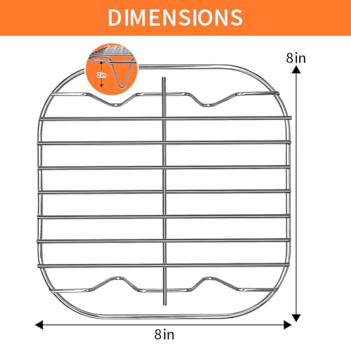 GCQ Air Fryer Wire Rack for Gourmia GAF716 GAF798 7QT Air Fryer, 8''×8'' Food Grade Stainless Steel Air Fryer Replacement Parts Accessories Compatible with Instant Pot Vortex Ninja COSORI Air Fryer by GCQ - Image 2