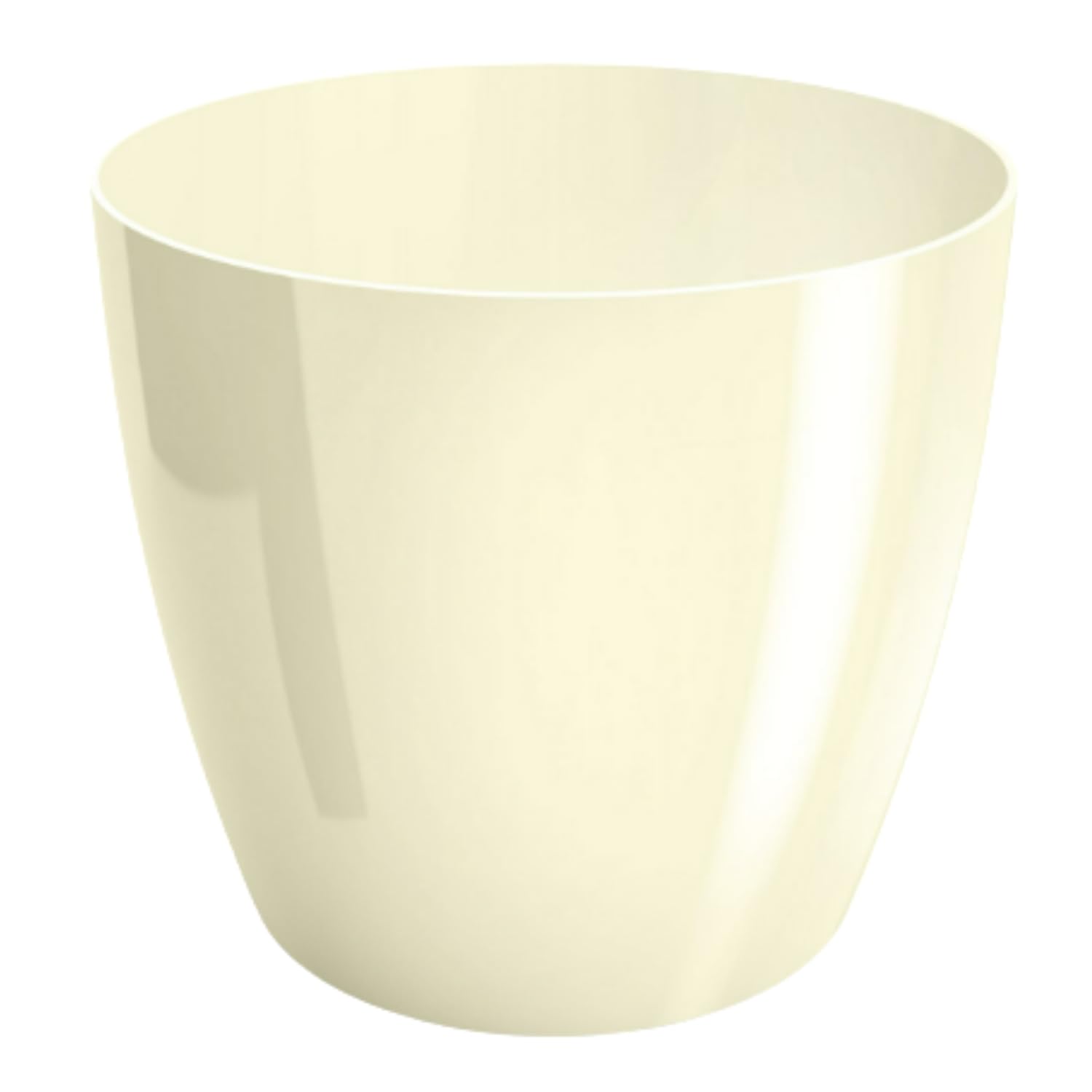 B2C Plant Pot Flower 20 Colours 9 sizes Gloss Plastic Plant Pots Planter Saucer Tray Deco (9.5 cm/ 3.7 inch, Ecru)