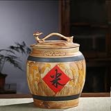 Diodceraic Keramischer Reisbehälter, Klassische Chinesische Lebensmittelverteiler, Keramischer Reisschüssel, Klassische Lebensmittelverteiler Für Reis, Mehl Und Tierfutter(10KG)