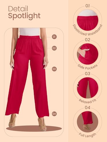 Image of GO COLORS Soft Viscose Basic Palazzo Full Length for Women| Breathable, Mid Rise, Relaxed Fit
