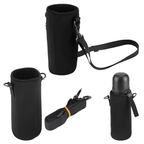 Foto von Garosa Universal Flaschenhülle Neopren abnehmbare Wasserflasche mit Schultergurt für Wandern, Angeln, Laufen, Spazieren und Trekking