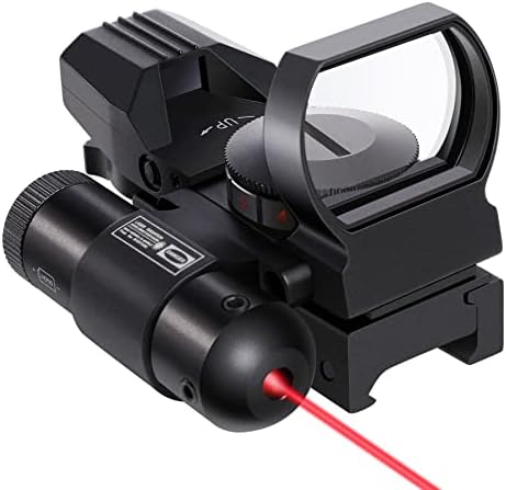 Pinty Red Dot Sight with Integrated Red Laser Sight, Reflex Sight Optics 4 Pattern Reticle