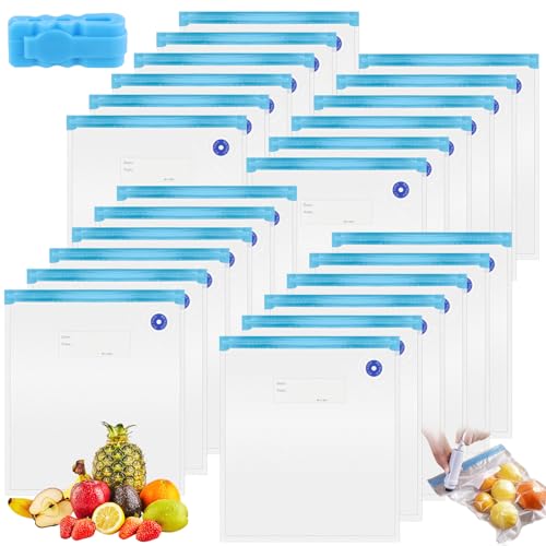 AKOLAFE 25 Stück Vakuumbeutel Lebensmittel Wiederverwendbar mit Ventil Reißverschluss 30x34cm Bpa Frei Sous Videv Beutel vakuumbehälter Vacuum Bags für Obst, Gemüse, Reise AKOLAFE 25 Stück Vakuumbeutel Lebensmittel Wiederverwendbar mit Ventil Reißverschluss 30x34cm Bpa Frei Sous Videv Beutel vakuumbehälter Vacuum Bags für Obst, Gemüse, Reise