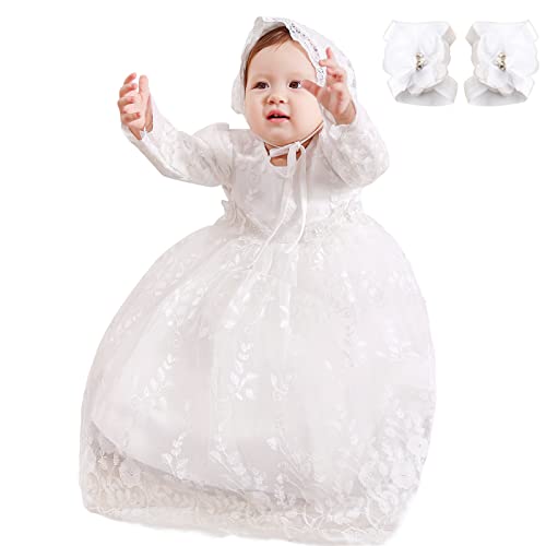 Baby Girl Baptism Dress 3PCS Formal Gowns Outfit