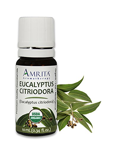 AMRITA AromatherapyOrganic Eucalyptus Citriodora Essential Oil, 100% Pure Undiluted Eucalyptus citriodora, Therapeutic Grade, Premium Quality Aromatherapy oil, Tested & Verified, 10MLUSDA Organic