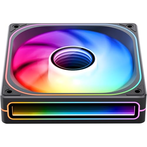 Image of JONSBO ZB-120BR (Reverse) PC Case Fan, Reverse Blade Silent Computer Fan with Axis & 4-Sides Infinity Mirror Fan 2400RPM, PWM Integrated M&F Head,3Pin ARGB, 28MM Thick,Black
