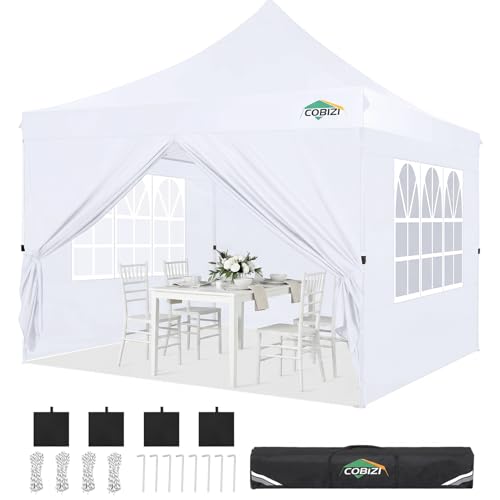 Image of COBIZI 10x10 Pop up Canopy Tent for Parties, Easy Setup, 4 Walls,4 Sandbags