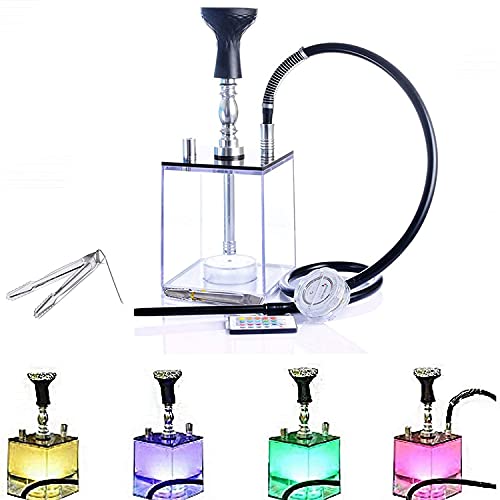 New Acryl Shisha Rohr Set Shisha mit LED-Licht Sheesha Silikon Bowl Hose Frühling Charcoal Tongs Chicha Narguile Zubehör…