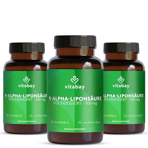 Vitabay R-Alpha Liponsäure 300mg - 360 Kapseln Hochdosiert und Vegan - Alpha Lipoic Acid mit hoher Bioverfügbarkeit, Laborgeprüft & hergestellt aus hochwertigen Rohstoffen Vitabay R-Alpha Liponsäure 300mg - 360 Kapseln Hochdosiert und Vegan - Alpha Lipoic Acid mit hoher Bioverfügbarkeit, Laborgeprüft & hergestellt aus hochwertigen Rohstoffen