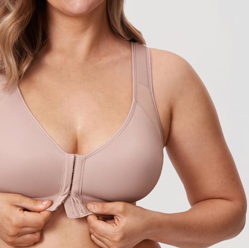 Image of DELIMIRA Women's Front Closure Posture Wireless Back Support Full Coverage Bra