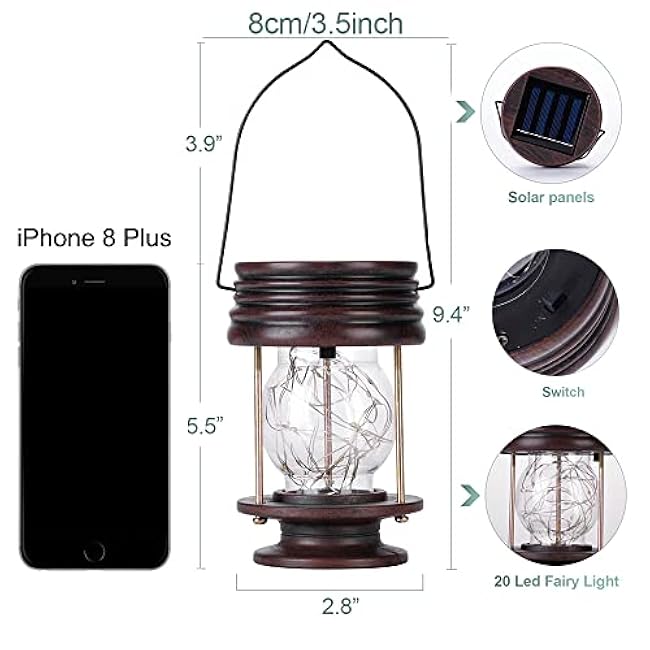Solar Lanterns Outdoor Hanging Lights,2 Pack Waterproof Landscape Lights Solar Table Lamps with Retro Design, Warm Fairy Lights,Patio, Yard, Garden and Pathway Decor for Women Mom