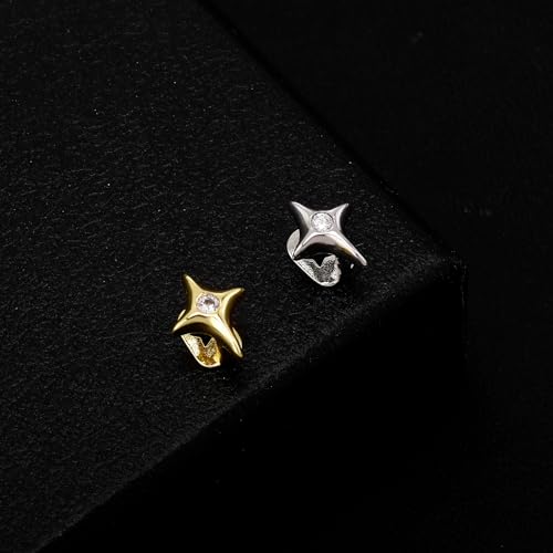 Generic 2PCS Gold Plated Silver Diamond Star Hip Hop Grillz Tooth Cap Top or Bottom Wear for Men and Women4
