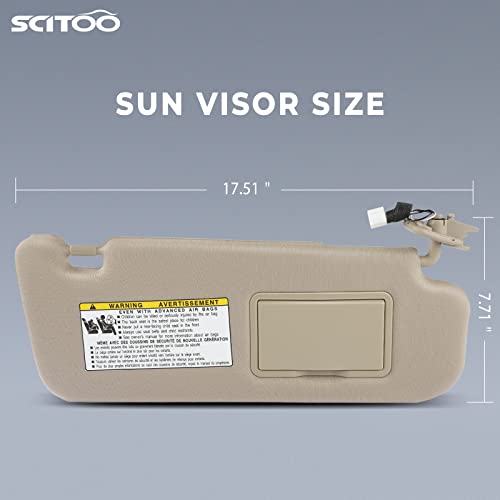 SCITOO Right Passenger Side Beige Car Sun Visor Assembly Replacement fit for 2006-2008 for Hyundai Sonata with Sunroof