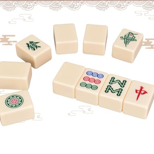 Juego de Mahjong chino con 144 fichas en caja de aluminio miniatura 4