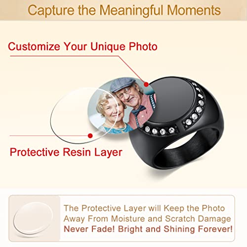 Custom4U Personalized Rings for Men,Photo & Name Engraved Sizes 13 - image 3