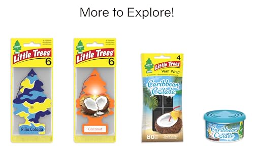 LITTLE TREES Car Air Freshener | Hanging Tree Provides Long Lasting Scent for Auto and Home | Caribbean Colada, 24 Air Fresheners - Thumbnail 7
