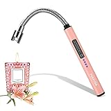 Candle Lighter Electric Arc Lighter with USB Rechargeable Battery Plasma Flameless & Windproof Lighters Double Safety Switch (Rose Gold)