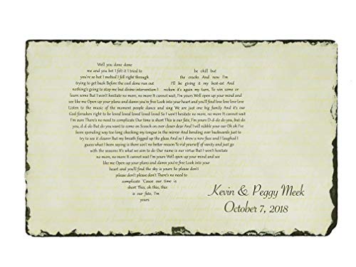 Sassy Squirrel Handcrafted and Personalized Wedding First Dance Present Song Lyrics Wedding Vows Poem Ideal for him her Couples Husband Wife Girlfriend Boyfriend Valentines Christmas (16"x10")
