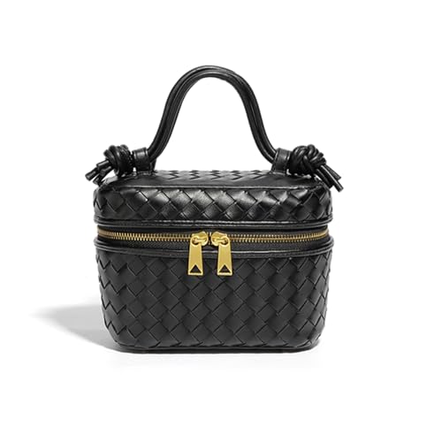 Woven Crossbody Bag for Women Small Top-Handle Pouch Purse Square Box Shoulder Handbag with Adjustable Strap