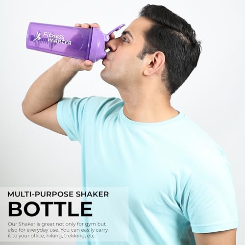 Image of Fitness Mantra 700ml Classic Shaker Bottle for Men & Women [Capacity 700 ml (Purple, 700ml)