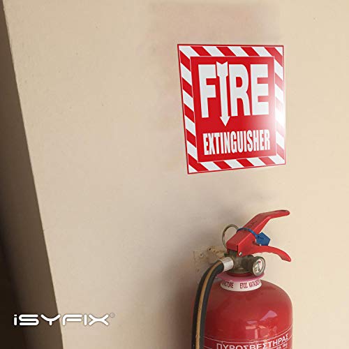 Fire Extinguisher Signs Stickers – 4 Pack 6x7 Inch – Premium Self-Adhesive Vinyl, Laminated for Ultimate UV, Weather, Scratch, Water and Fade Resistance, Indoor and Outdoor