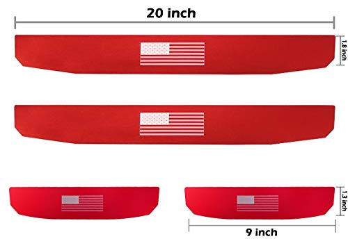 Adust Door Sill Guards Kit Compatible with 2018-2020 Jeep Gladiator JT/Jeep Wrangler JL 4 Doors Accessories Parts, Door Entry Guard Kit,Aluminum Alloy,Plate Cover with Flag Pattern (RED,4 pcs) - Thumbnail 3