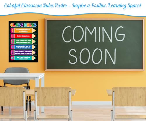 Image of GMEMNOV Classroom Rules Poster - Motivational Inspirational Posters for Classroom Laminated Class Rules Poster Chart for Elementary Middle School Back to School Decorations Teacher Supplies