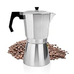 ACTIV CUISINE Caffettiera 9 Tazze in Alluminio Caffettiera Espresso Mokka Maker Caffettiera Italiana Caffettiera con Coperchio Trasparente Non per Induzione, 450 ml
