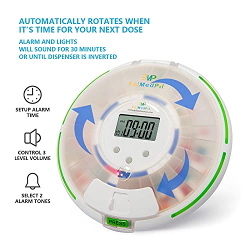EziMedPil Automatic Pill Dispenser with Alarm, Sound & Light, up to 6 Alarms/Day, 6 Dosage Templates, Easy-Read Display, Frosted Lid & Locked 28-Day Medication Dispenser for Protecting Pills Privacy - Image 4