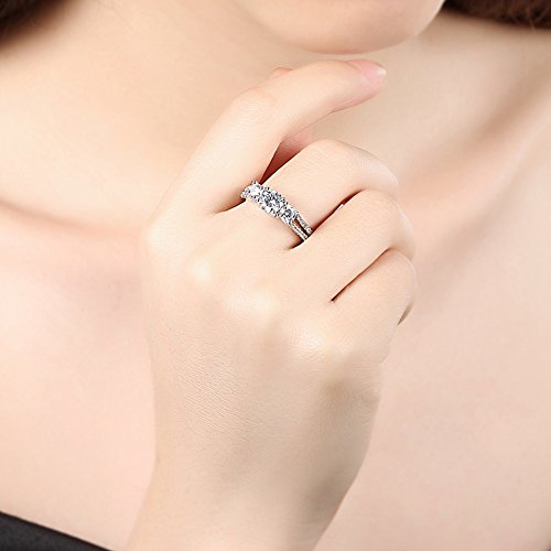 Scott ALlah Design - Size 8 - White Sapphire Lady's 10K White Gold Filled Jewellry Wedding Ring Three Stone Engagement Ring Style - Thumbnail 4