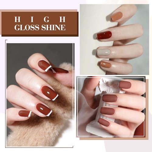 CANNI 6Pcs 9ml Hema-Free Nude Brown Fall Gel Nail Polish Set- Dark Brown Fall Colors Gel Polish Kit DIY at Home Salon Christmas New Year's Gifts for Girls - Image 5