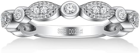 Ladylike Moissanite Wedding Band Milgrain Marquise Half Eternity Ring 925 Sterling Silver Band D Color VVS1 Lab Created Half Eternity Stackable Rings for Women