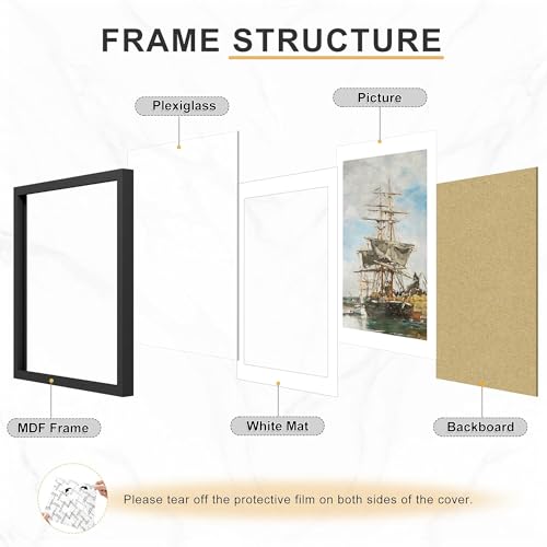 Image of Picrit 24x24 Black Poster Frame Set of 7, Square Gallery Picture Frames