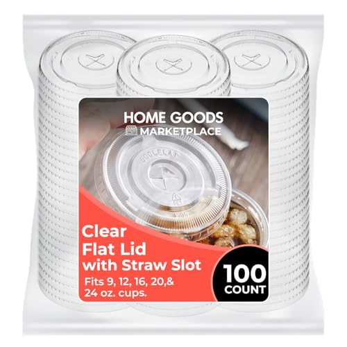 Clear Plastic Cup Lids, Fits 12, 16, 20 Ounce Cups – 100 Count – Durable, Leak-Proof & Eco-Friendly | Perfect for Beverages, Iced Coffee, Smoothies & More, (cups not included)