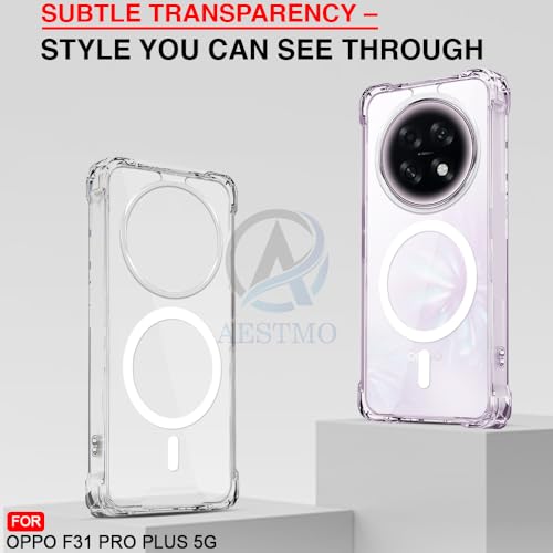 Image of AESTMO Clear Back Cover for Oppo F31 Pro Plus 5G | 360 Protection | Transparent Back Cover for Oppo F31 Pro Plus 5G (PC + TPU, Compatible with MagSafe Accessories, Transparent Bumper)