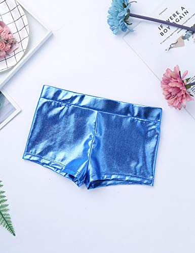 Image of easyforever Kids Girls 2PCS Shiny Mermaid Scales Ballet Dance Outfit Crop Top with Short Tankini Swimsuit