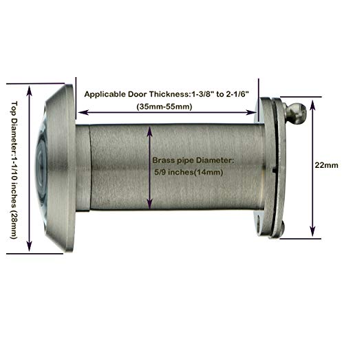 Togu Tg2814Yg-Sn Solid Brass Ul Listed 220-Degree Door Viewer With Heavy Duty Privacy Cover For 1-3/8" To 2-1/6" Doors, Satin Nickel Finish #TOP5