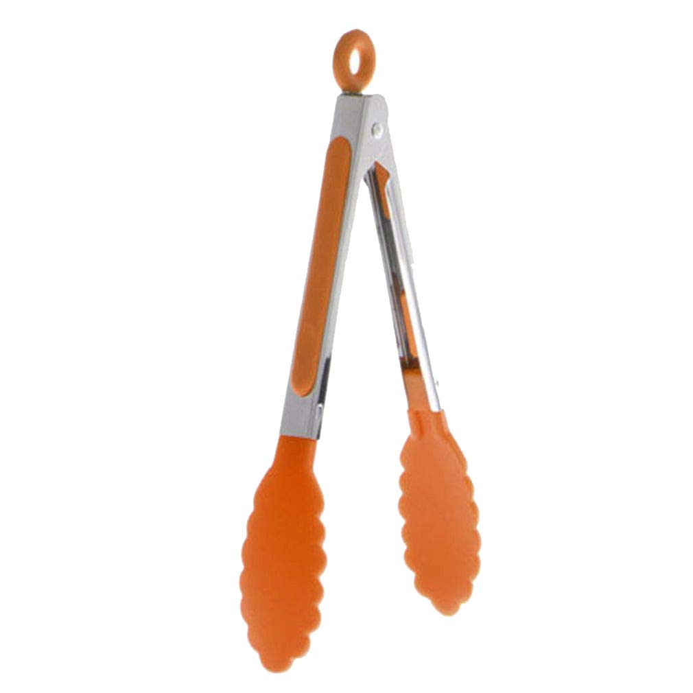 Junhouse Orange Kitchen Premium Silicone Food Tongs For Cooking, Serving, Barbecue, Buffet, Salad, Ice, Oven