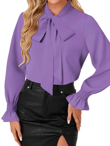 Image of LYANER Women's Bow Tie Neck Business Work Blouse
