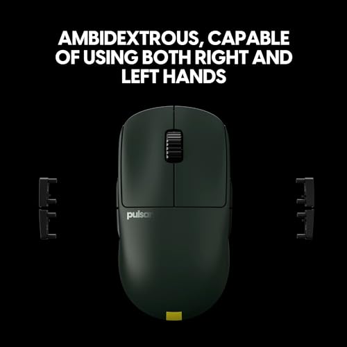 Image of Pulsar Gaming Gears - X2A eS Wireless Gaming Mouse, Founder's Edition, Ambidextrous, Optical Switch, OLED Display, Driverless, PAW3395 Sensor, 100H Battery, 4K dongle Included (Medium, Green)