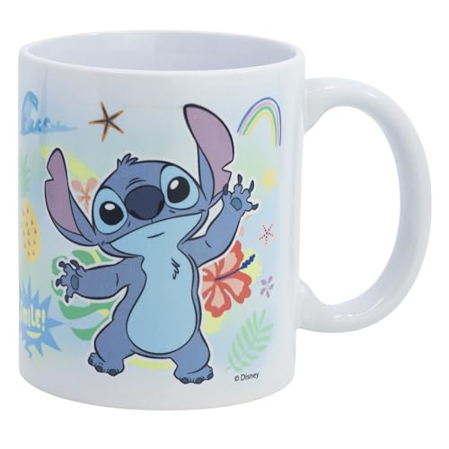 STOR Keramiktasse Stitch 325ml - Frühstückstasse mit Originalem Sublimationsdruck - Offizielles Marvel Produkt - Ideal für Kaffee und Tee