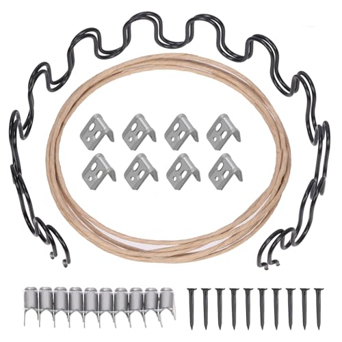 Swpeet 51Pcs Couch Spring Repair Kit, Including Springs, Upholstery Spring Clips, Seat Spring Stay Wire, Retaining Wire Clips and Screws, Compatible with Seating in Furniture Automotive