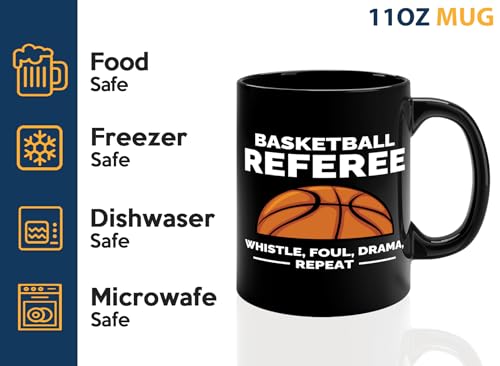 Taza de cerámica para árbitro de baloncesto 11oz negra miniatura 4