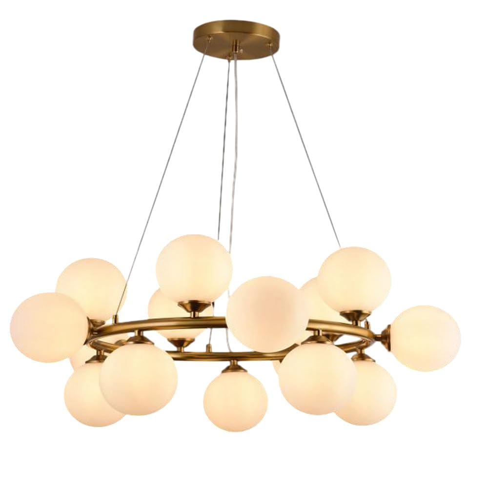 Vetrineinrete® Lampadario contemporaneo in metallo bronzo lampada a sospensione per soggiorno openspace 15 sfere attacco G9