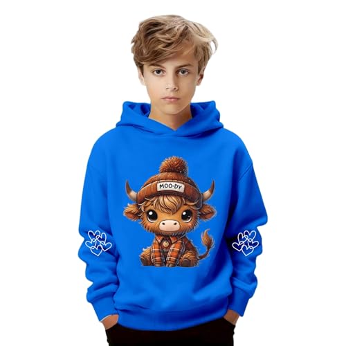 Sweat à capuche garçon motif vache pull polaire pour cadeau enfant